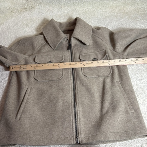 Avec Les Filles Relaxed Zip Front Shacket Jacket Oatmeal Tan Felted-L - Picture 3 of 6